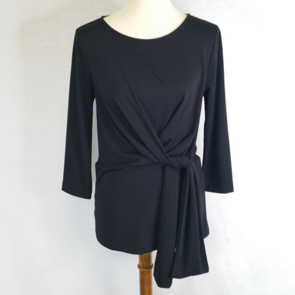 Ann Taylor Tops - Ann Taylor Black Knit Side Tie Tunic Top M